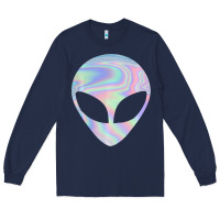 Navy Alien Head Colorful Laser Ufo Sighting Believe Area 51 Long Sleeve Tee - trangStudio