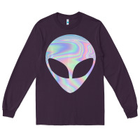 Plum Alien Head Colorful Laser Ufo Sighting Believe Area 51 Long Sleeve Tee - trangStudio