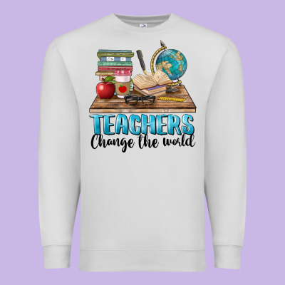 Teachers Change The World Premium Sweatshirt Designed By Barkaloodesign