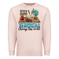 Pale Pink teachers change the world Premium Sweatshirt - BarkalooDesign