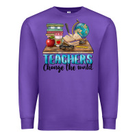 Purple teachers change the world Premium Sweatshirt - BarkalooDesign