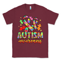Burgundy Autism Awareness Classic Tee - NancyCooperArtShop