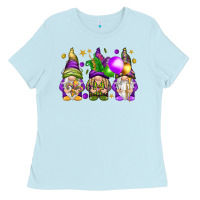 Baby Blue Mardi Gras gnomes Ladies Tee - NancyCooperArtShop