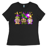 Black Mardi Gras gnomes Ladies Tee - NancyCooperArtShop