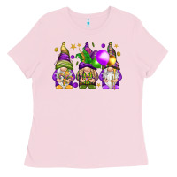 Bubblegum Pink Mardi Gras gnomes Ladies Tee - NancyCooperArtShop