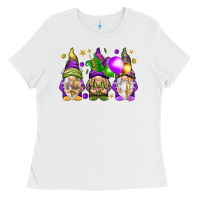 White Mardi Gras gnomes Ladies Tee - NancyCooperArtShop