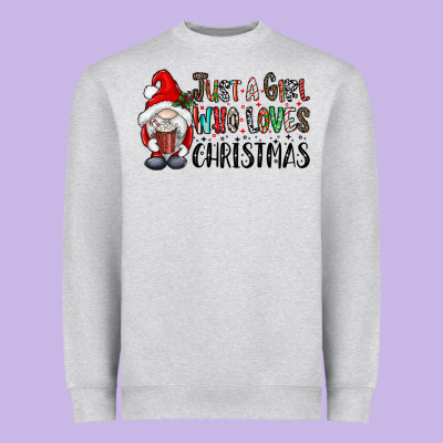 Just A Girk Who Loves Christmas Heavyweight Sweatshirt Designed By Cowhidedigitalart