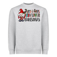Heather Grey just a girk who loves christmas Heavyweight Sweatshirt - CowhideDigitalArt
