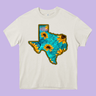 Sunflower Turquoise Texas Heavy Core Tee Designed By Bettercallsaul
