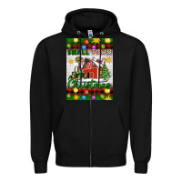 Black Small Town Christmas Zipper Hoodie - Artiststas