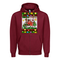 Burgundy Small Town Christmas Zipper Hoodie - Artiststas