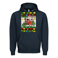 Navy Small Town Christmas Zipper Hoodie - Artiststas