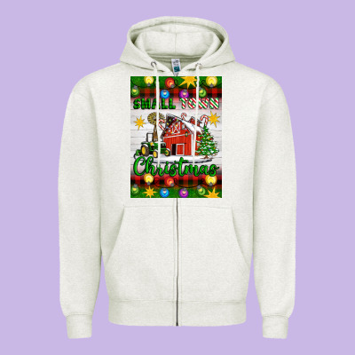 Small Town Christmas Zipper Hoodie Designed By Artiststas