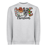 Heather Grey Love Christmas Santa Heavyweight Sweatshirt - CowhideDigitalArt