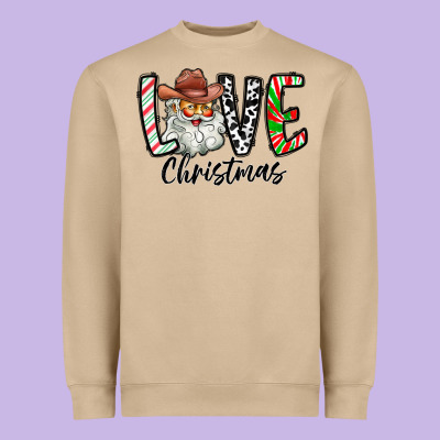 Love Christmas Santa Heavyweight Sweatshirt Designed By Cowhidedigitalart