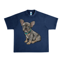 Navy french bulldog Urban Heavy Tee - RanaPortraitStore
