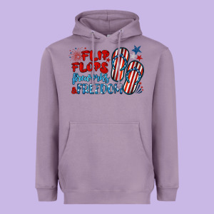 Flip Flops Fireworks & Freedom Heavyweight Hoodie Designed By Barkaloodesign
