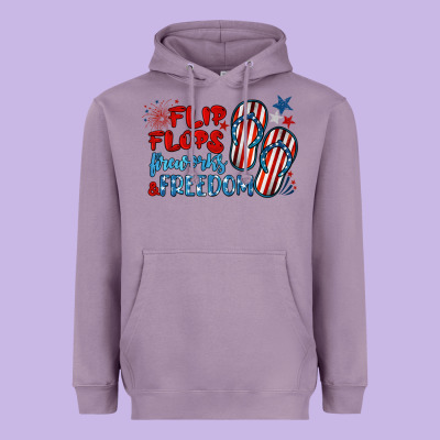 Flip Flops Fireworks & Freedom Heavyweight Hoodie Designed By Barkaloodesign