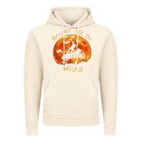 Vintage Artic Halloween Witch On Motorcycle Cat & Moon Salem Witch Trials Premium Vintage Hoodie - trangStudio