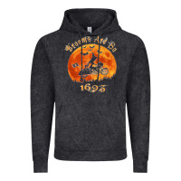 Vintage Black Halloween Witch On Motorcycle Cat & Moon Salem Witch Trials Premium Vintage Hoodie - trangStudio
