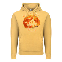 Vintage Mustard Halloween Witch On Motorcycle Cat & Moon Salem Witch Trials Premium Vintage Hoodie - trangStudio
