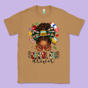 School Bus Driver Afro Messy Bun Classic Tee Designed By Texasbilliewilder