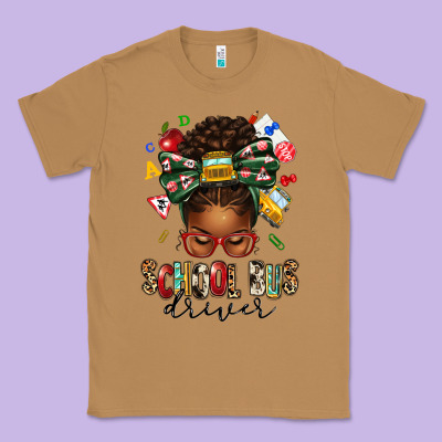 School Bus Driver Afro Messy Bun Classic Tee Designed By Texasbilliewilder