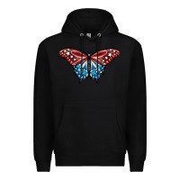 Black Patriotic American Flag Butterfly 4th of July Premium Hoodie - LillyAllenDesigns