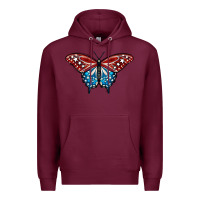 Burgundy Patriotic American Flag Butterfly 4th of July Premium Hoodie - LillyAllenDesigns