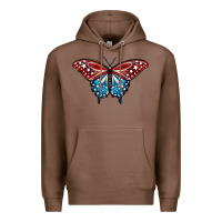 Chestnut Patriotic American Flag Butterfly 4th of July Premium Hoodie - LillyAllenDesigns
