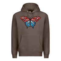 Coffee Patriotic American Flag Butterfly 4th of July Premium Hoodie - LillyAllenDesigns