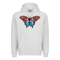 Dove Grey Patriotic American Flag Butterfly 4th of July Premium Hoodie - LillyAllenDesigns