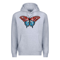 Heather Grey Patriotic American Flag Butterfly 4th of July Premium Hoodie - LillyAllenDesigns