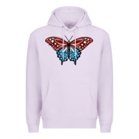 Lilac Patriotic American Flag Butterfly 4th of July Premium Hoodie - LillyAllenDesigns
