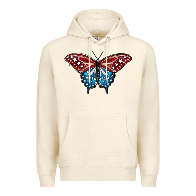Patriotic American Flag Butterfly 4th Of July Premium Hoodie by LillyAllenDesigns | Teevron