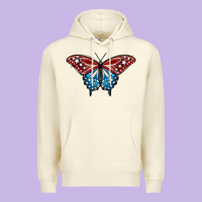 Patriotic American Flag Butterfly 4th Of July Premium Hoodie Designed By Lillyallendesigns