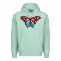 Seafoam Patriotic American Flag Butterfly 4th of July Premium Hoodie - LillyAllenDesigns