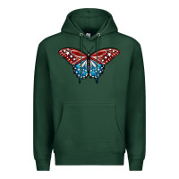 Sports Green Patriotic American Flag Butterfly 4th of July Premium Hoodie - LillyAllenDesigns