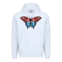 White Patriotic American Flag Butterfly 4th of July Premium Hoodie - LillyAllenDesigns