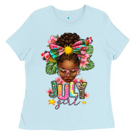 July Girl Afro Woman Summer Ladies Tee | Teevron