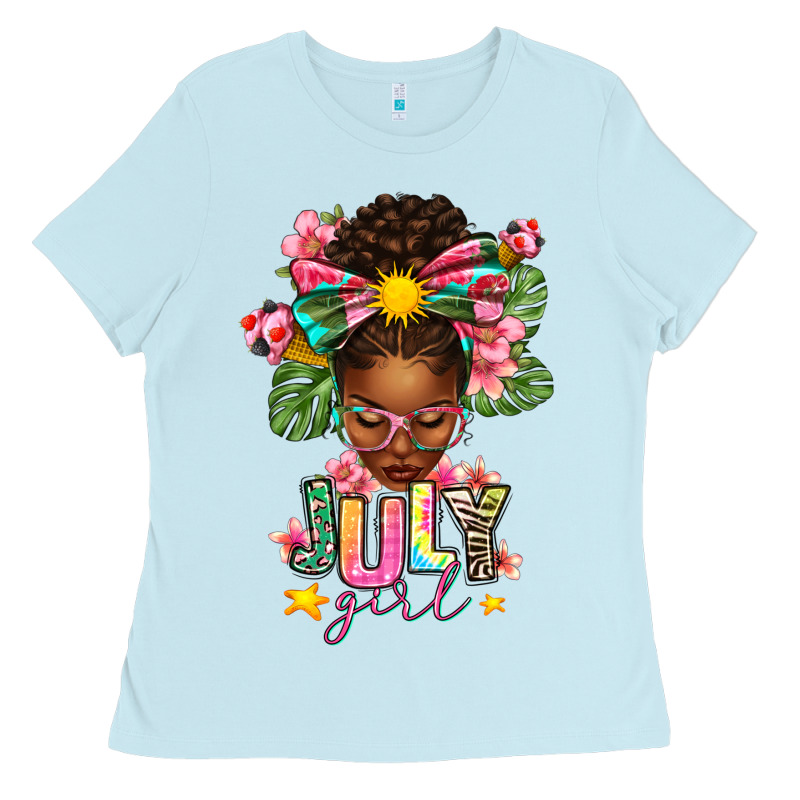 July Girl Afro Woman Summer Ladies Tee by texasbilliewilder | Teevron