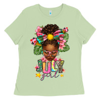 Matcha July Girl Afro Woman Summer Ladies Tee - texasbilliewilder