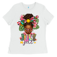 White July Girl Afro Woman Summer Ladies Tee - texasbilliewilder