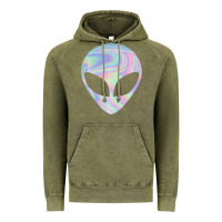 Vintage Olive Alien Head Colorful Laser Ufo Sighting Believe Area 51 Vintage Hoodie - trangStudio