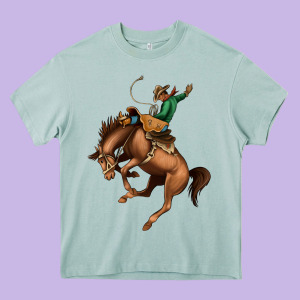 Bucking Bronco Rodeo Heavy Core Tee Designed By Bettercallsaul