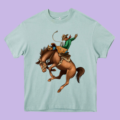 Bucking Bronco Rodeo Heavy Core Tee Designed By Bettercallsaul