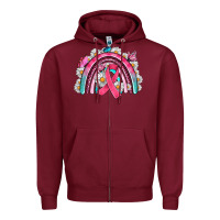 Burgundy Breast Cancer Rainbow Zipper Hoodie - Artiststas