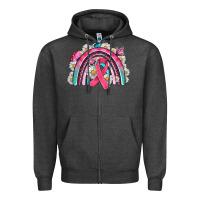 Charcoal Heather Breast Cancer Rainbow Zipper Hoodie - Artiststas