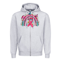 Heather Grey Breast Cancer Rainbow Zipper Hoodie - Artiststas