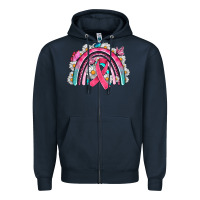 Navy Breast Cancer Rainbow Zipper Hoodie - Artiststas